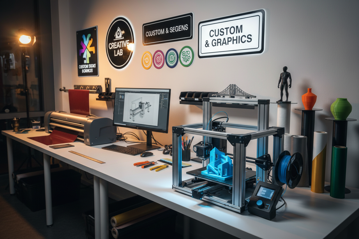 Quiero una imagen relacionada con el trabajo de impresion 3d y rotulacion 